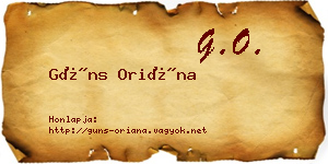 Güns Oriána névjegykártya